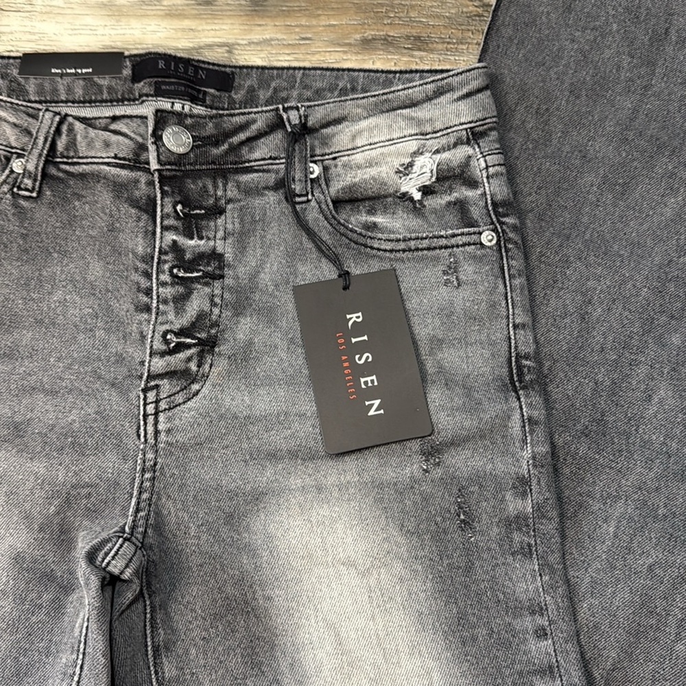 Risen  Flare Gray Women's distressed Jeans Size9/29 - Picture 7 of 9